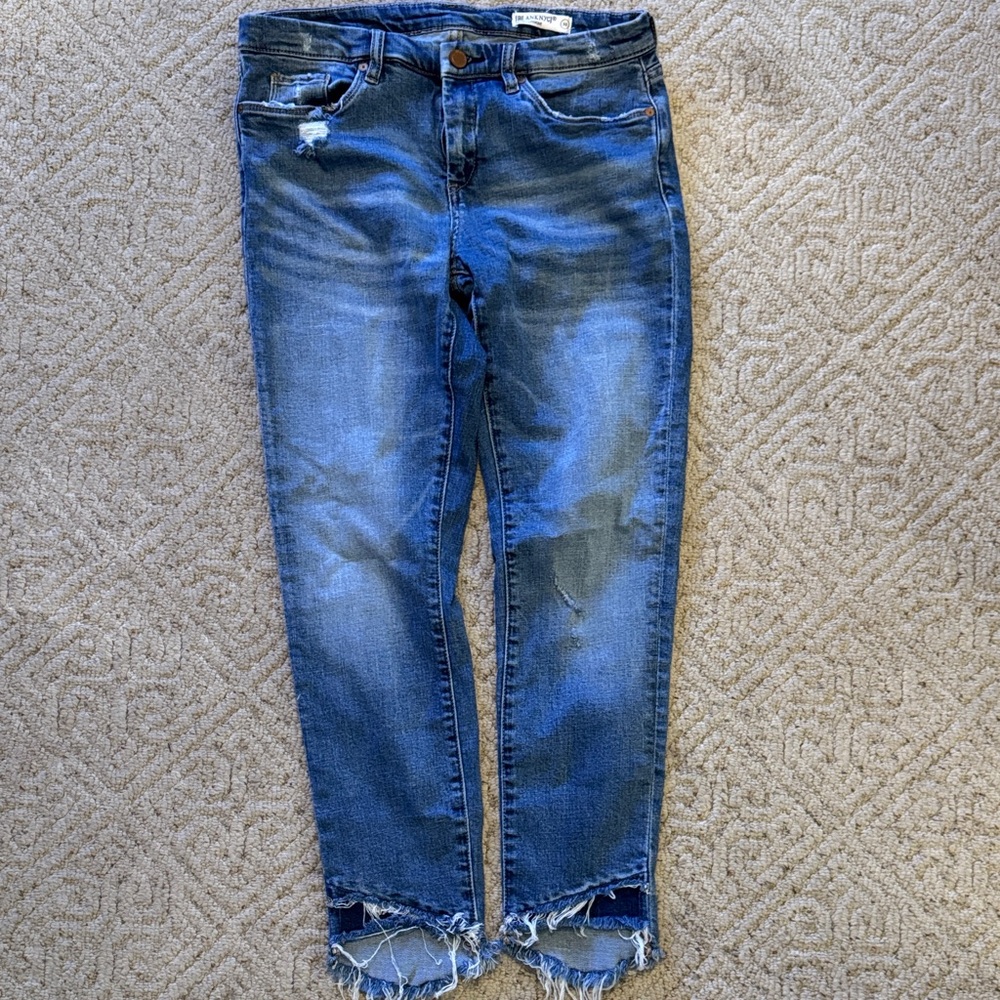 Blank NYC Frayed Hem Blue Cropped Jeans